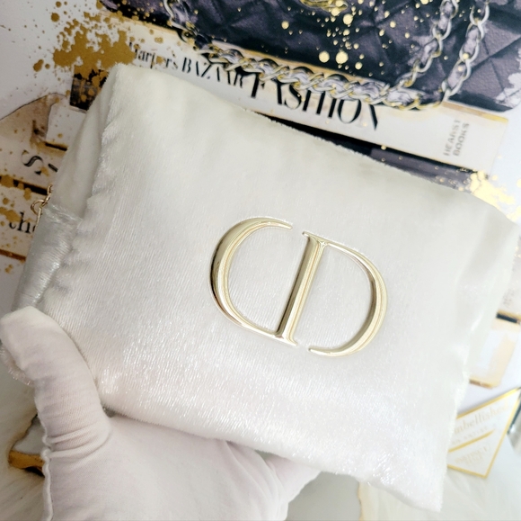 Christian Dior CD white glitter cosmetic pouch/clutch/bag large size rare Nwot - Picture 13 of 13
